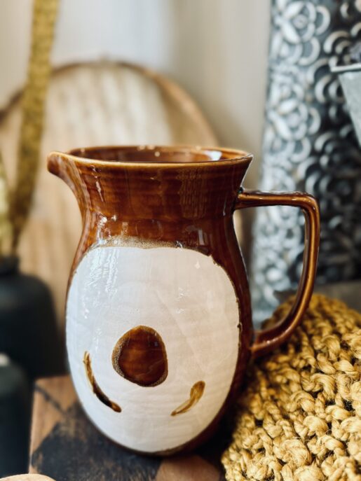Brown Stoneware Pitcher