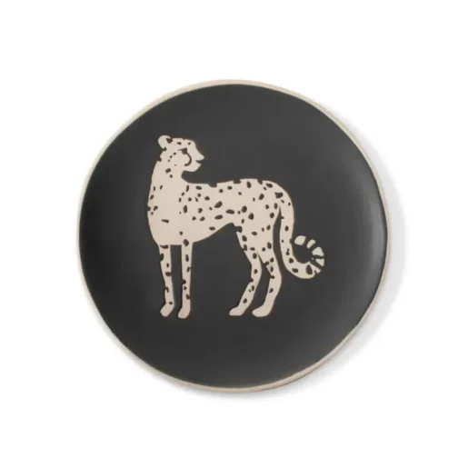 Stoneware Round Medium Tray - Cheetah