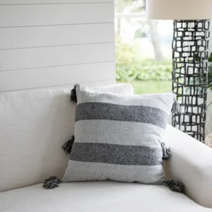 black striped cotton filled pillow