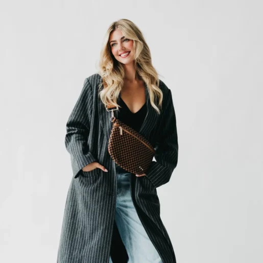 Checkered Coffee Westlyn Woven Bum Bag - Image 5