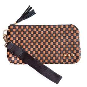 Emma Woven Clutch | Checkered Coffee