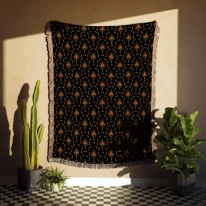 Dark Butterfly and Tree Vintage Pattern Woven Cotton Throw