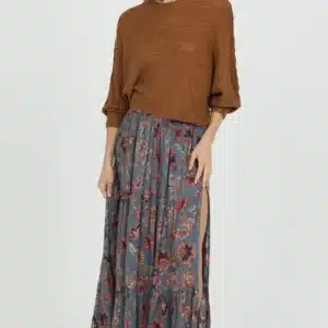 Printed Maxi Skirt with High Side Slit