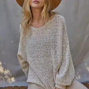 Crochet Round Neck Long Sleeve Top