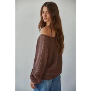 Sweater Knit Crochet Round Neck Long Sleeve Top