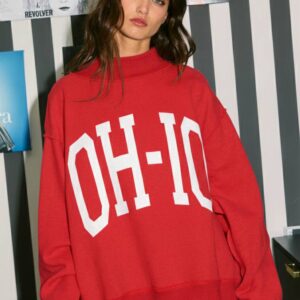 Red OH-IO | 'oh-io & Oh' Reversible Mockneck Sweatshirt
