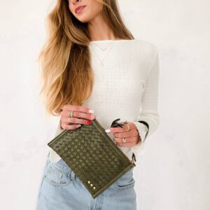 Veda Woven Crossbody and Clutch Bag | Olive