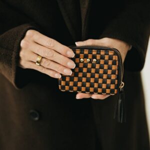 Wynona Woven Wallet | Checkered Coffee